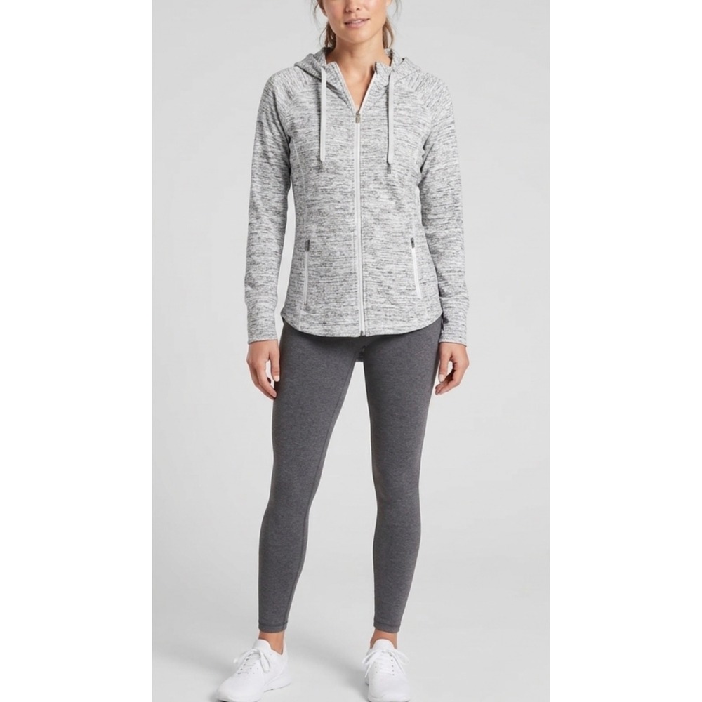 Athleta Womens Grey Space Dye Full Zip Hoodie Jacket Size M S/721868-00